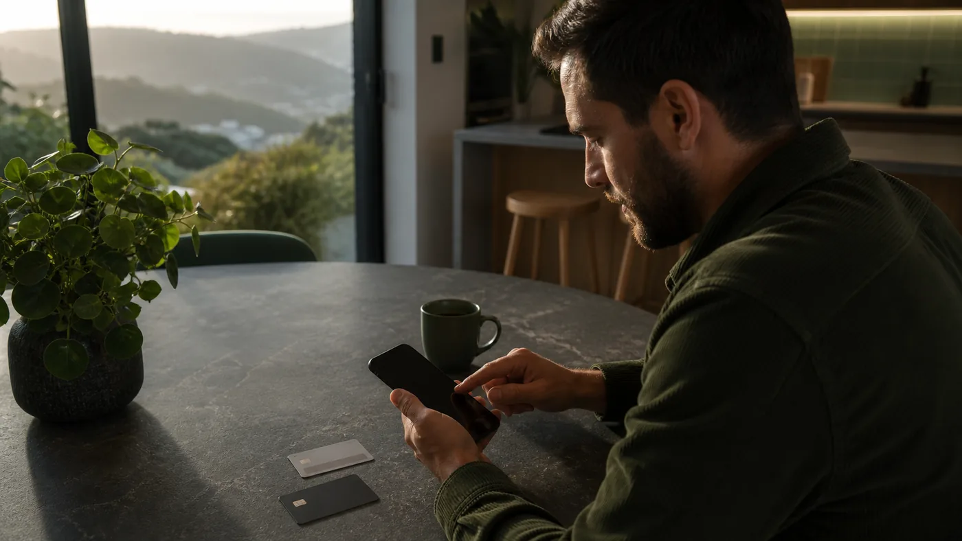 Secure mobile account verification in a New Zealand home