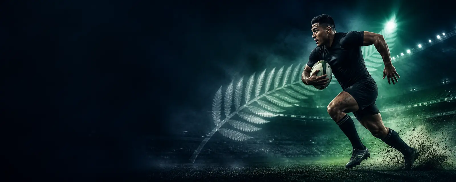 Rugby player in a New Zealand stadium